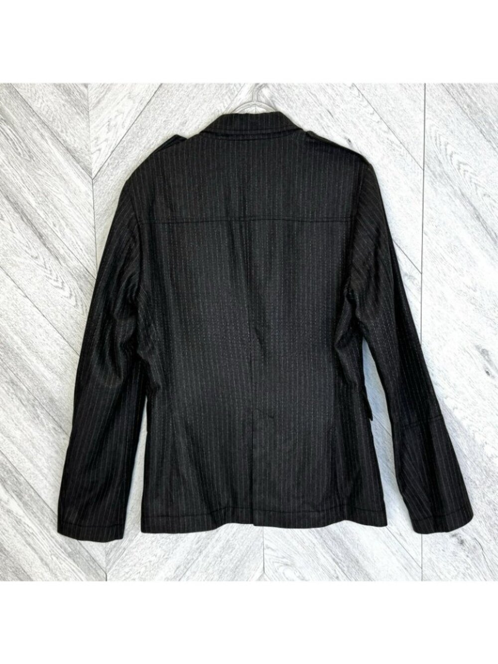Dirk Bikkembergs Black Wool Pinstripe Military Blazer Jacket Mens US 38 / EU 48 - Picture 2 of 9